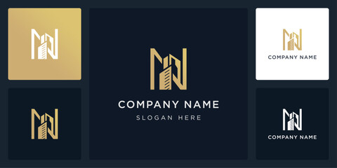 N commercial building logo and icon editable
