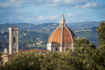 view of florence cathedral from an orchard