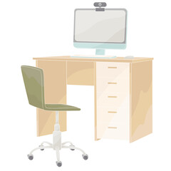 desk with computer and office chair