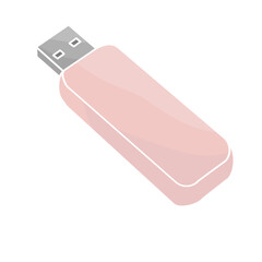 pink flash drive on white background