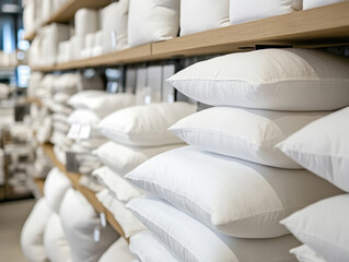 Soft and inviting pillows neatly arranged in a cozy home decor store on a sunny afternoon