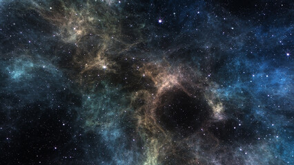 Abstract Colorful Space Nebula With Stars Background.
