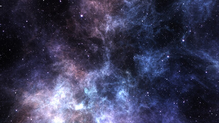 Abstract Colorful Space Nebula With Stars Background.