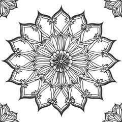 Mandala line art black and white