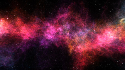 Abstract Colorful Space Nebula With Stars Background.