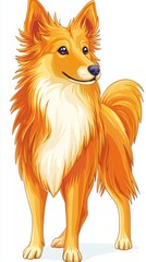 Fototapeta premium Shetland Sheepdog depicted professional illustration showcasing its vibrant coat and attentive stance designed simple white background clarity.