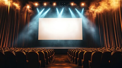Blank white banner positioned on an empty gallery wall, surrounded by spotlights. Perfect for customized exhibit titles or promotions.