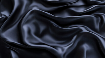 Obraz premium Elegant black satin fabric drapes softly, transforming light into enchanting shadows and textures