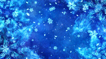 Christmas Background with Magical Snowflakes and Glittering Snow and Paarticles.