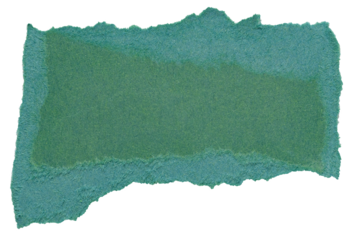 Isolated cut out torn piece of blank green paper note cardboard with texture and copy space for text, transparent png background design element