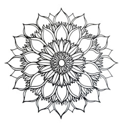 Mandala flower line art, abstract floral ornament