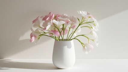 Obraz premium A beautiful vase filled with fresh pink and white flowers.