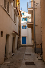 A beautiful old town with a Mediterranean flair, houses, alleys and squares on the Mediterranean. Morning mood in Baška Krk, Croatia