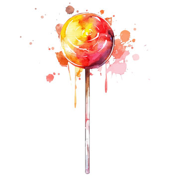 recommend clip art: A watercolor vector of Lollipop, isolated on a white background.