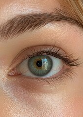 Obraz premium A woman's eye is shown with a greenish tint