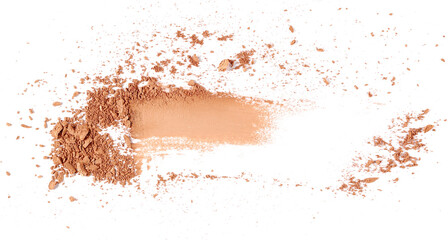 Face powder stroke isolated on white background, top view
