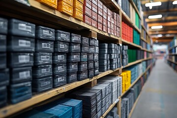 A large warehouse with shelves stocked with various products