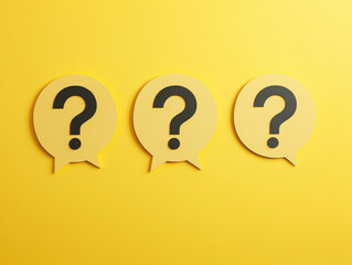 Colorful question marks in speech bubbles make an engaging background for creative projects