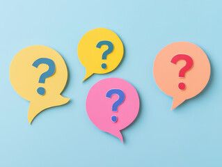Colorful question marks in speech bubbles make an engaging background for creative projects