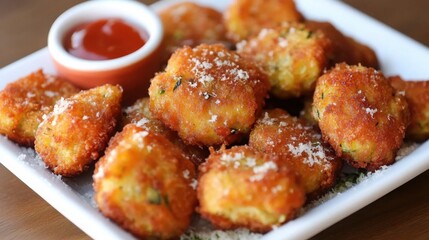 Fototapeta premium Italian zucchini fritters with Parmesan, served as a crispy and delicious appetizer