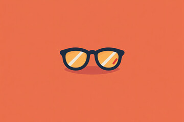 A minimalist illustration of classic black sunglasses on an orange background, creating a stylish and simple summer-themed design

