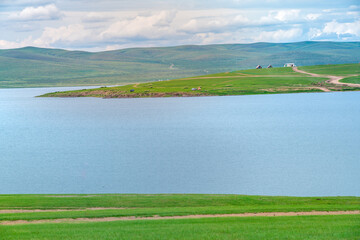 Ogii Lake, a freshwater lake in eastern Arkhangai, in central Mongolia, well known for its fish and for birdlife, Mongolia
