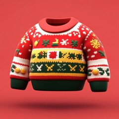 Festive Knitted Christmas Sweater with Colorful Patterns