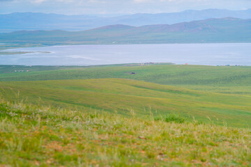 Ogii Lake, a freshwater lake in eastern Arkhangai, in central Mongolia, well known for its fish and for birdlife, Mongolia