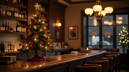 Christmas tree on the bar counter