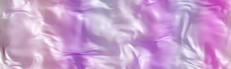Fototapeta premium Vibrant, abstract gradient background with blend of purple, pink, and white tones, featuring glossy, ripple-like texture. Fluid, artistic look, ideal for branding, creative projects. 3D banner.