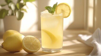A zesty lemonade sweetened with stevia and a hint of agave syrup, offering a light, low-calorie, and naturally sweetened drink that perfect for a refreshing pick-me-up