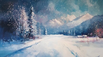 Christmas abstract snowy landscapes