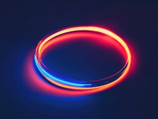 Obraz premium Neon circle minimalism with glowing red and blue light for futuristic design