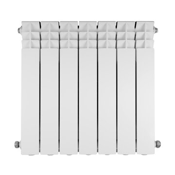 Classic modern white heating radiator. Battery, heater isolated on white background. Studio close-up shot..