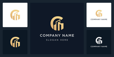 Unique letter G real estate logo and icon editable