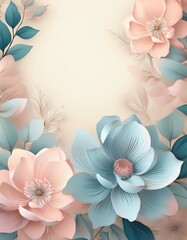 Obraz premium Delicate paper flowers in shades of pink and blue create a beautiful floral arrangement.