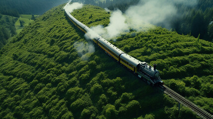 view from the top of the mountain and train