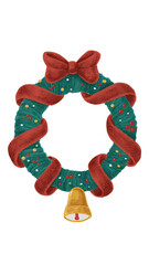 christmas decoration with a ribbon isolated on white