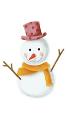 christmas snowman with Winter scarf isolated on white