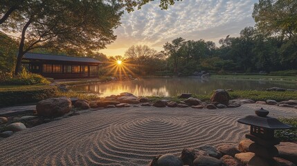 illustration of a beautiful sunset view