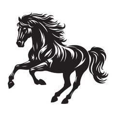 Horse galloping Silhouette  vector black color and solid white background