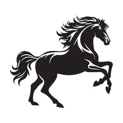 Horse galloping Silhouette  vector black color and solid white background