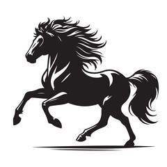 Horse galloping Silhouette  vector black color and solid white background
