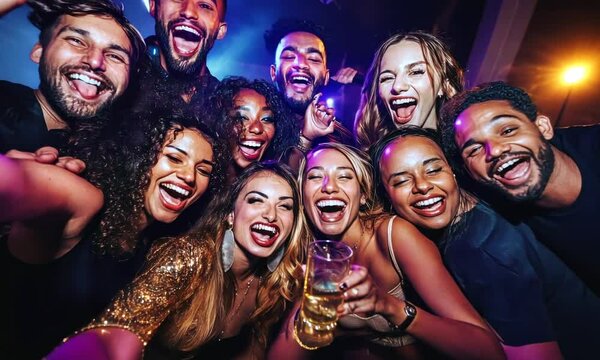 Group of friends having fun at a party