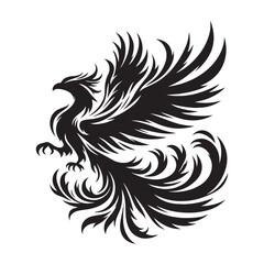 Phoenix rising Silhouette  vector black color and solid white background