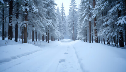 Obraz premium Snow-Laden Pine Forest