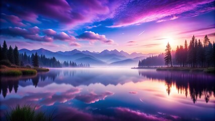 Serene Purple and Blue Landscape at Dawn