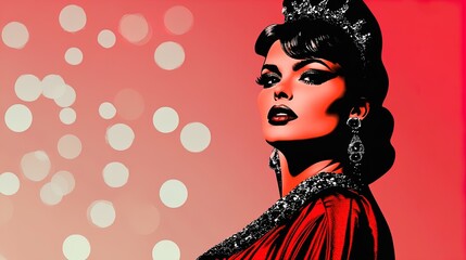 Radiant Young Queen in Colorful Ceremonial Robes: A Stunning Poster for Sports Interiors, Showcasing Traditional Beadwork and Ethereal Glow for an Inspiring Atmosphere