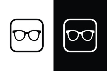 High Quality Spectacle And Goggles Silhouette Vector Icons With Black And White Backgrounds.