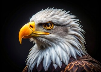 Fototapeta premium Majestic Bald Eagle Profile Against Dark Background